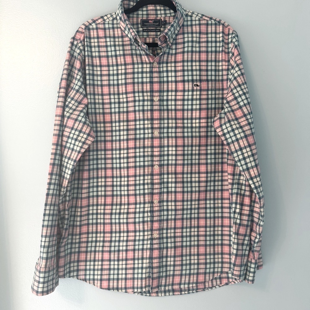 Vineyard Vines Men’s Performance Plaid Flannel Button-Down Large Shirt